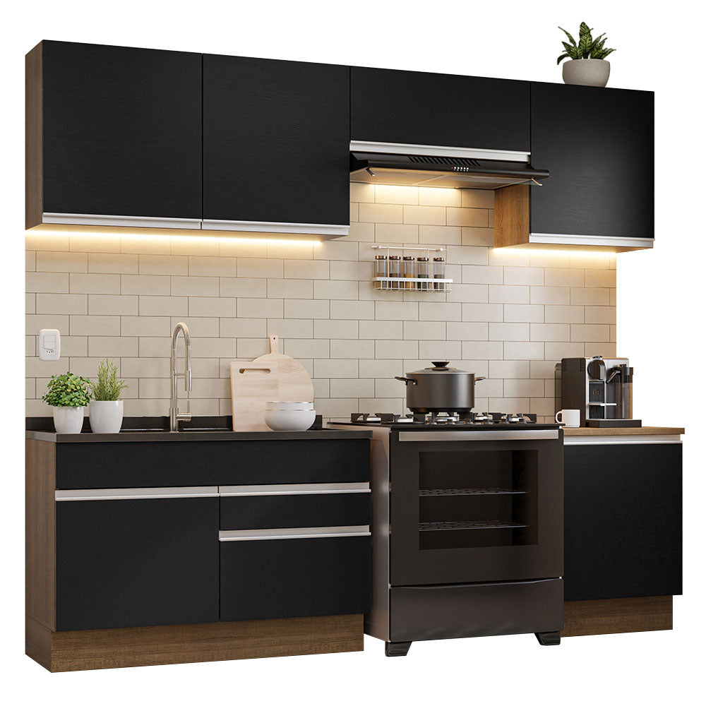 Cocina Integral Glamy 2.60 Metros Marrón/Negro 04
