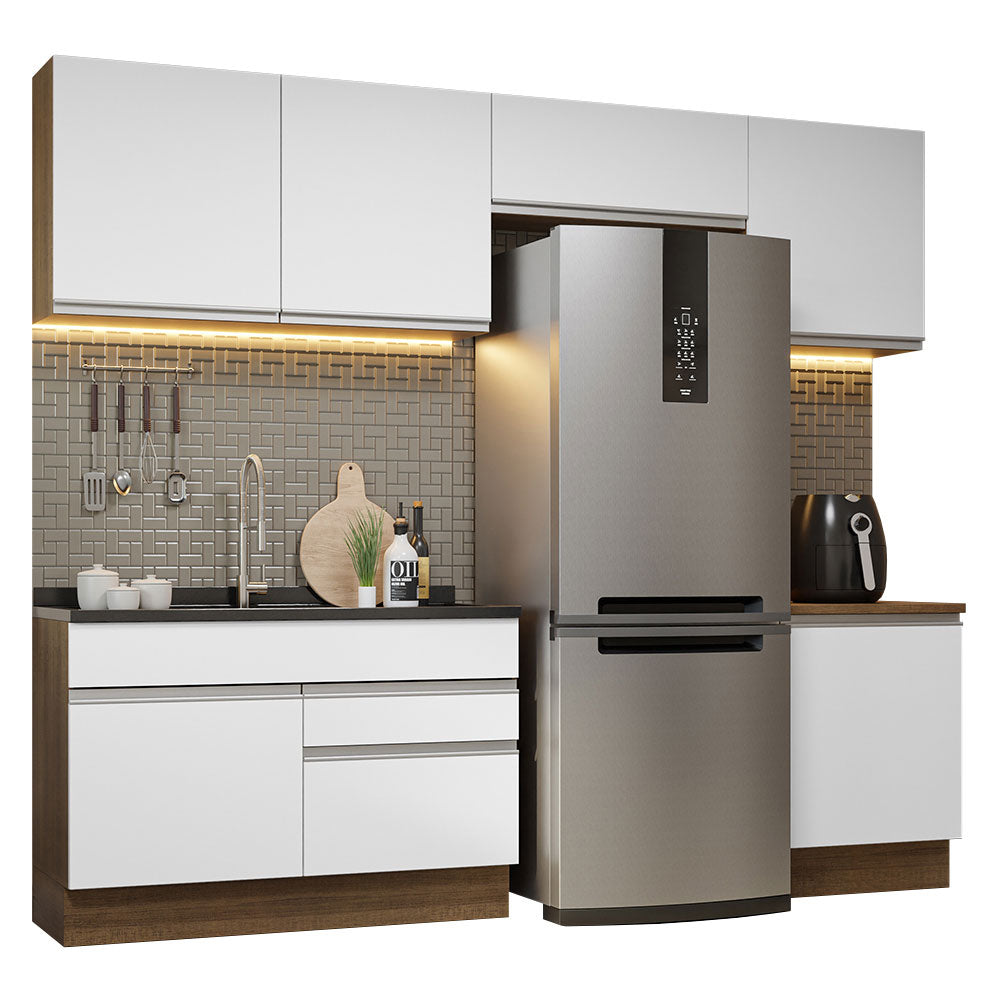 Cocina Integral Glamy 2.60 Metros Marrón/Blanco 05