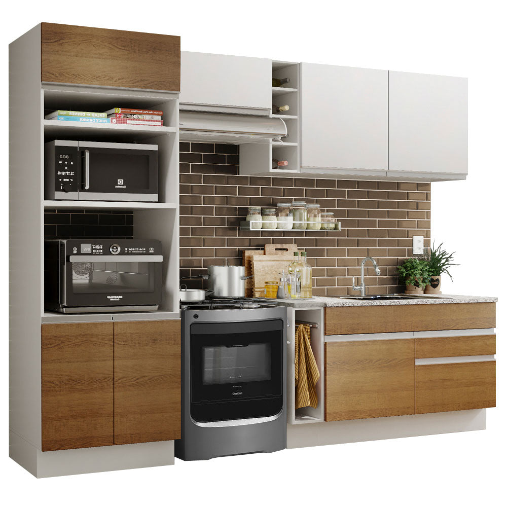 Cocina Integral 270 cm Jade 09 Blanco/Marrón/Blanco Madesa