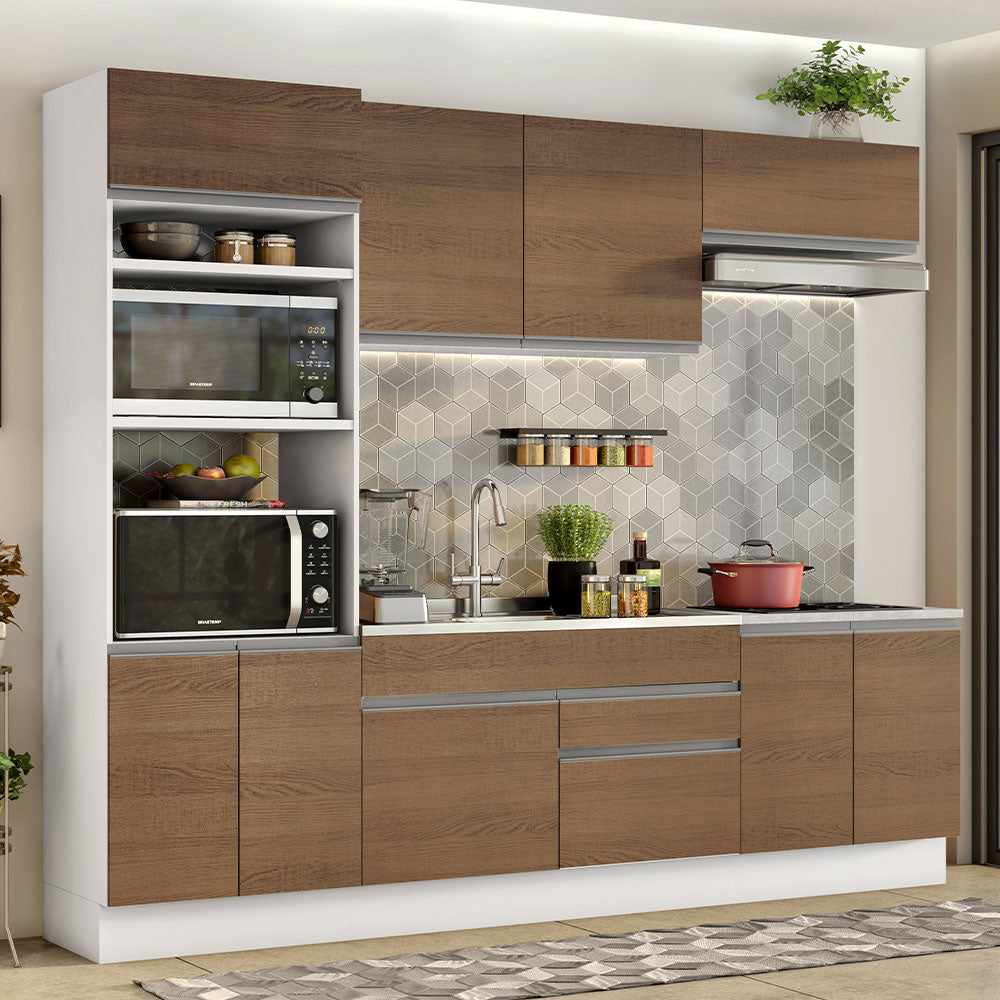 Cocina Integral Glamy 2.70 Metros Blanco/Marrón 13