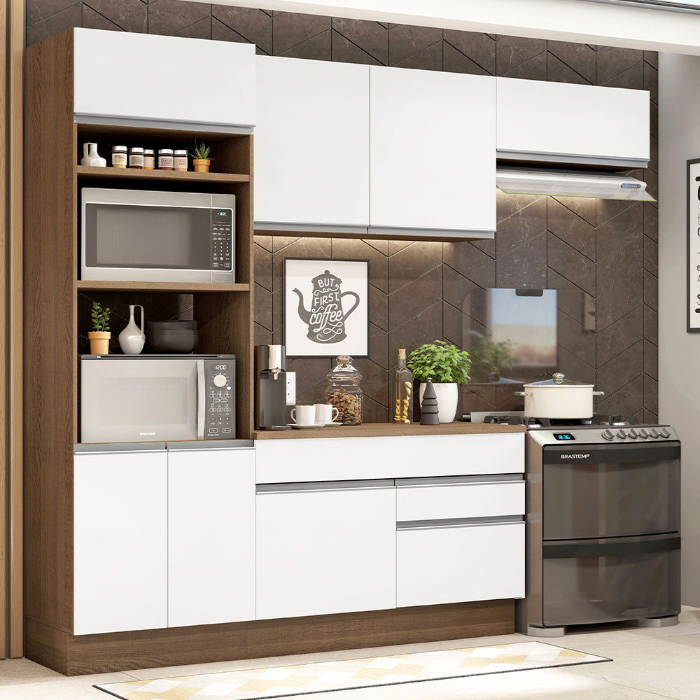 Cocina Integral Glamy 2.70 m con Encimera Marrón/Blanco 14