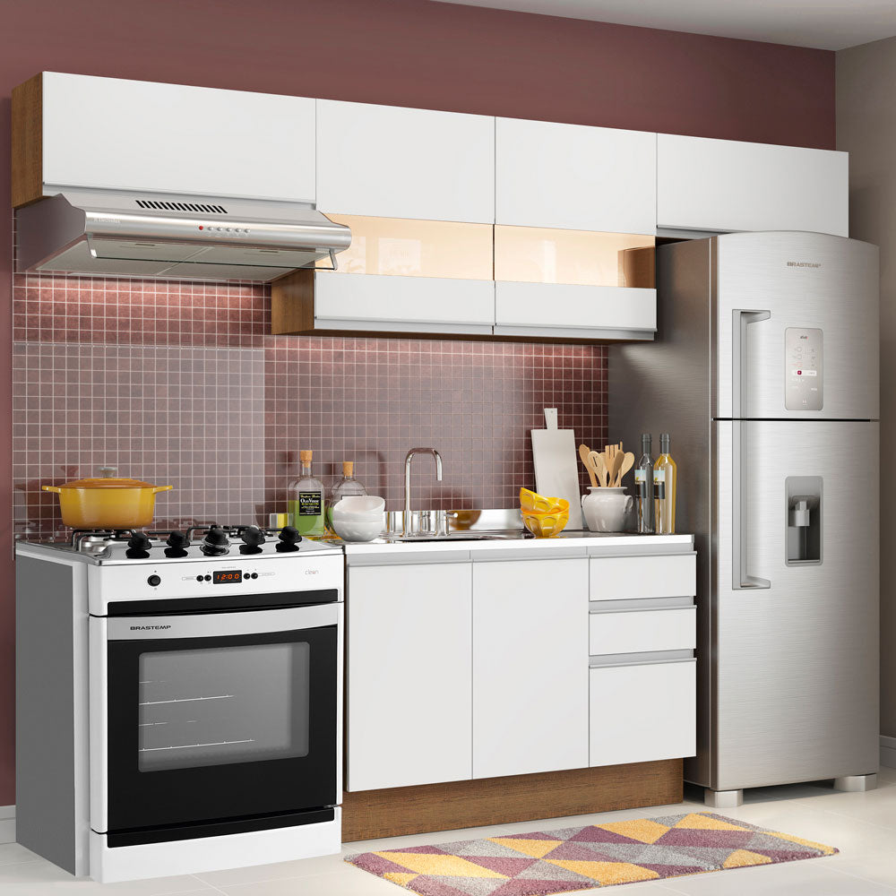 Cocina Integral Marina 2.80 Metros Marrón/Blanco