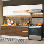 Cocina Integral Marcela 2.80 Metros Blanco/Marrón/Blanco
