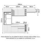 Cocina Integral Safira 2.90 m con Encimera 14 Blanco