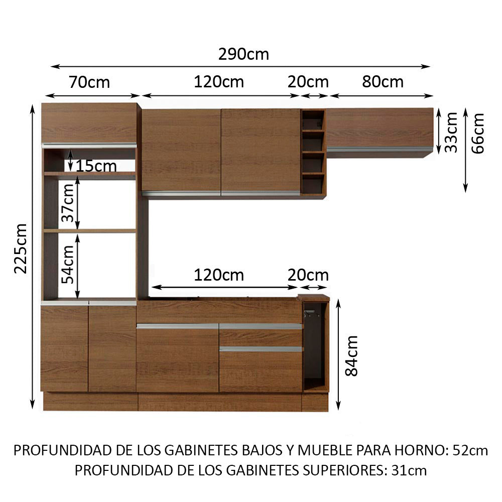Cocina Integral Safira 2.90 m con Encimera 14 Marrón