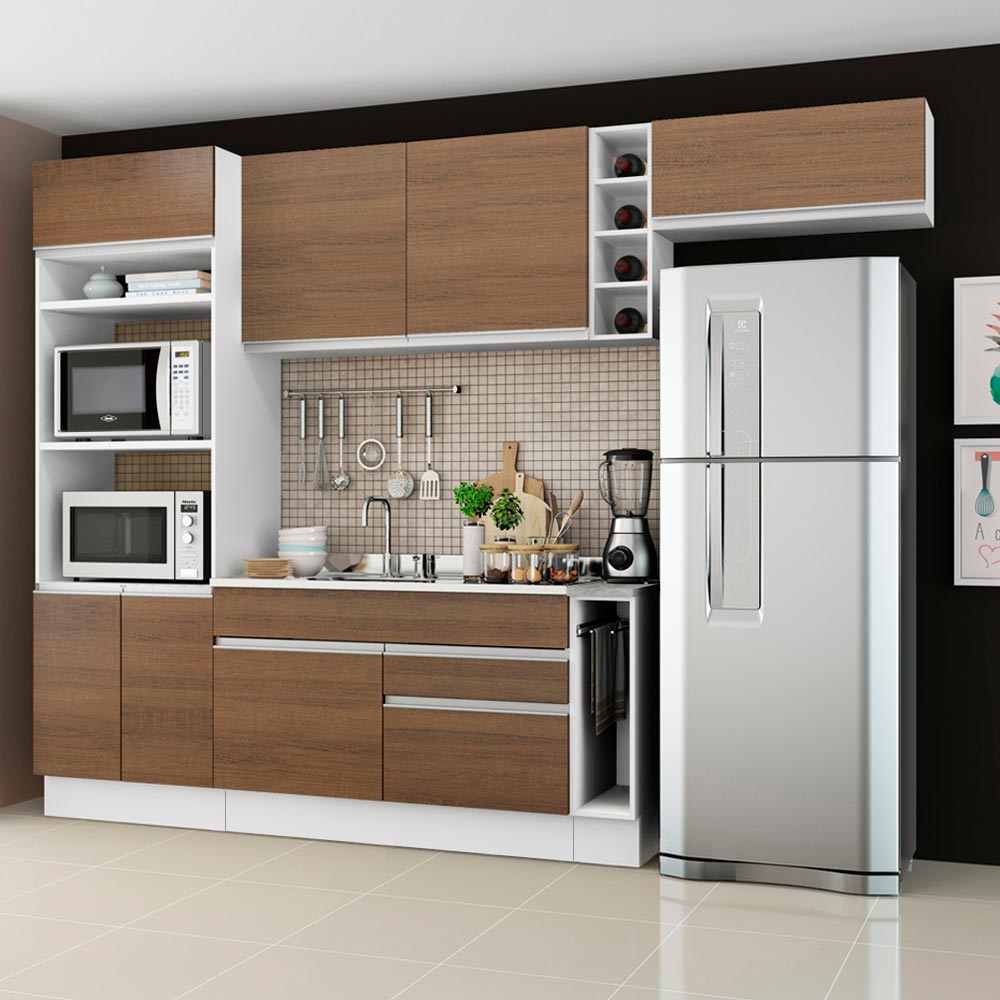 Cocina Integral Safira 2.90 Metros Blanco/Marrón 04