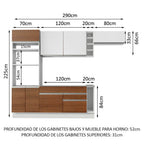 Cocina Integral Safira 2.90 m con Encimera 14 Blanco/Marrón/Blanco