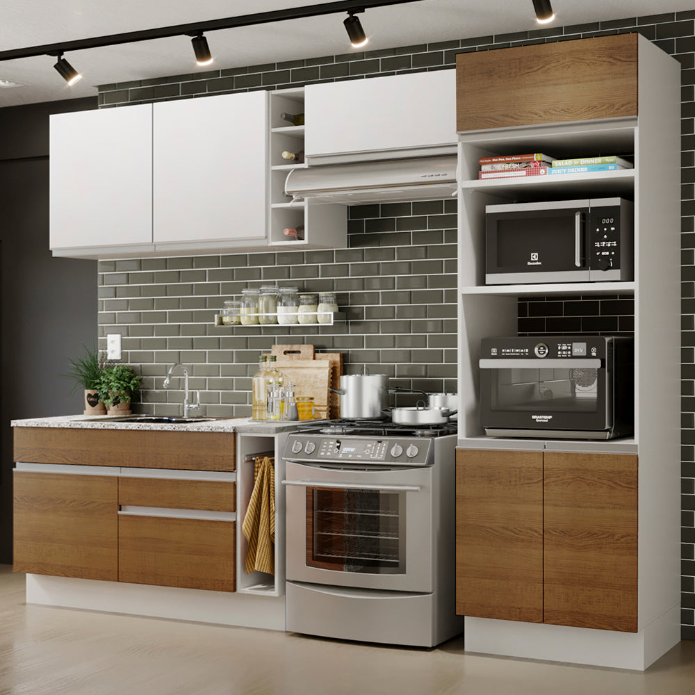 Cocina Integral Cristal 2.90 Metros Blanco/Marrón/Blanco 10