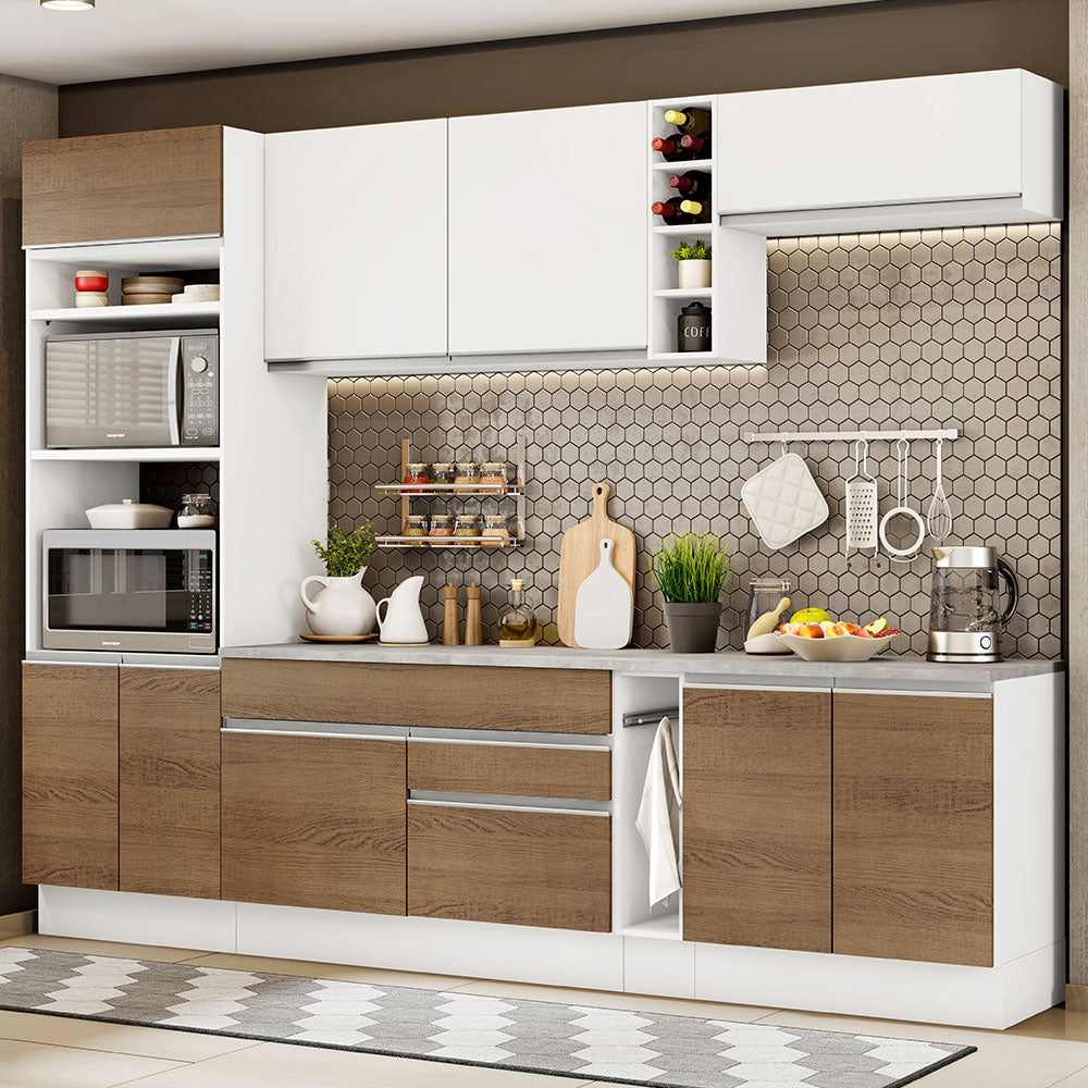 Cocina Integral Vicenza 2.90 m con Encimera Blanco/Marrón/Blanco 12