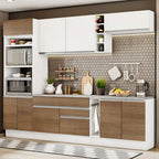Cocina Integral Vicenza 2.90 m con Encimera Blanco/Marrón/Blanco 12