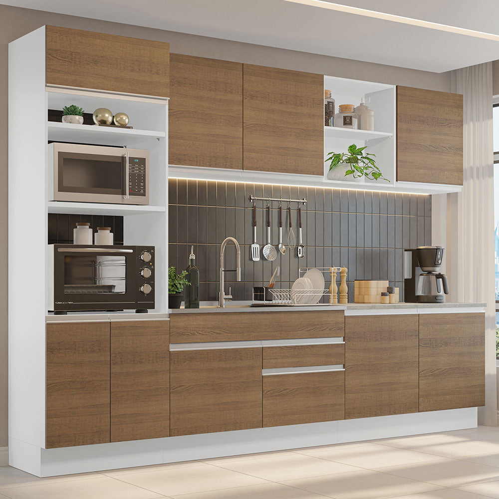 Cocina Integral Glamy 3.10 Metros Blanco/Marrón 02