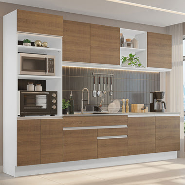 Cocina Integral Glamy 3.10 Metros Blanco/Marrón 02