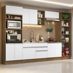 Cocina Integral Glamy 3.30 Metros Marrón/Blanco