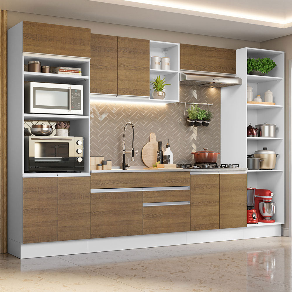 Cocina Integral Glamy 3.30 Metros Blanco/Marrón