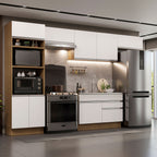Cocina Integral Glamy 3.50 Metros Marrón/Blanco