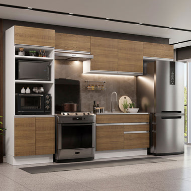 Cocina Integral Glamy 3.50 Metros Blanco/Marrón