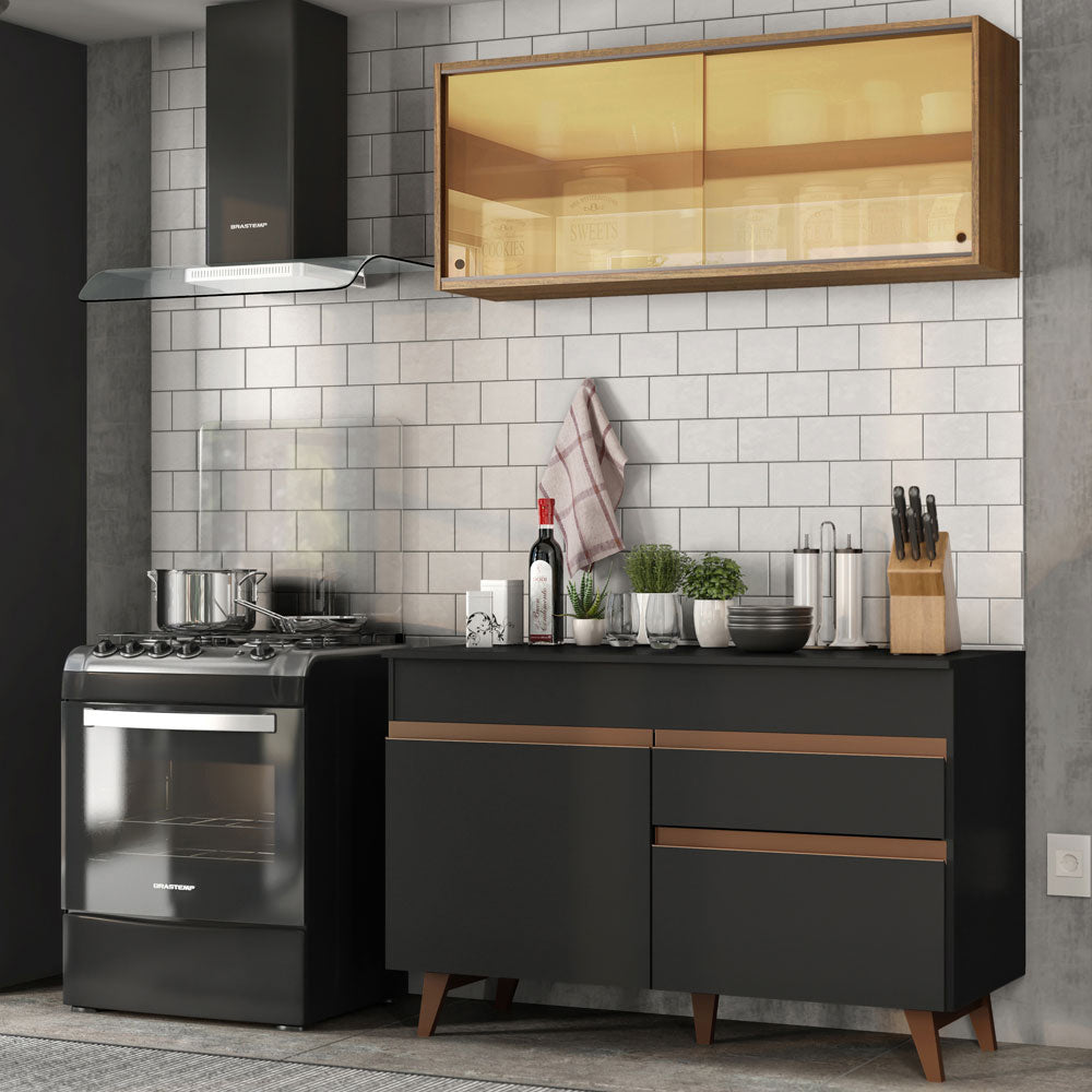 Cocina Integral Reims 1.20 m con Encimera Negro/Marrón 01