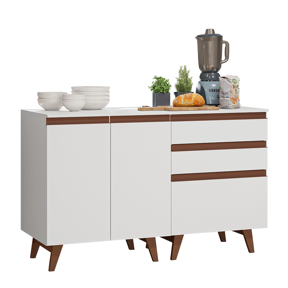 Kit 2 Muebles de Cocina Bajos Reims 1.30 m con Encimera