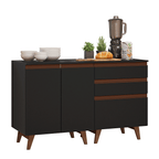 Kit 2 Muebles de Cocina Bajos Reims 1.30 m con Encimera Negro
