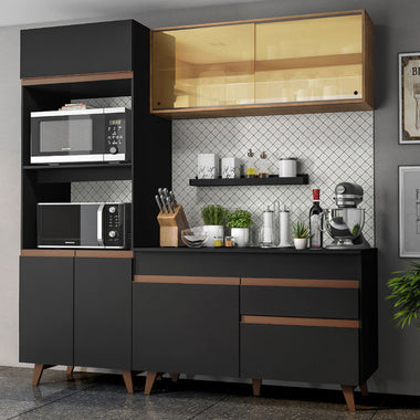 Cocina Integral Reims 1.90 m con Encimera Negro/Marrón 02