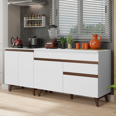 Kit 2 Muebles de Cocina Bajos Reims 1.90 m con Encimera - Blanco