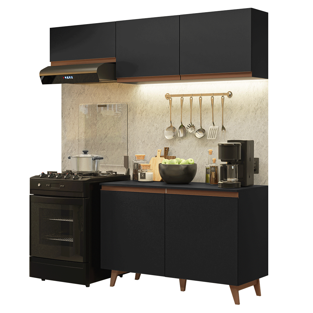 Cocina Integral Reims 1.90 m con Encimera Negro 08