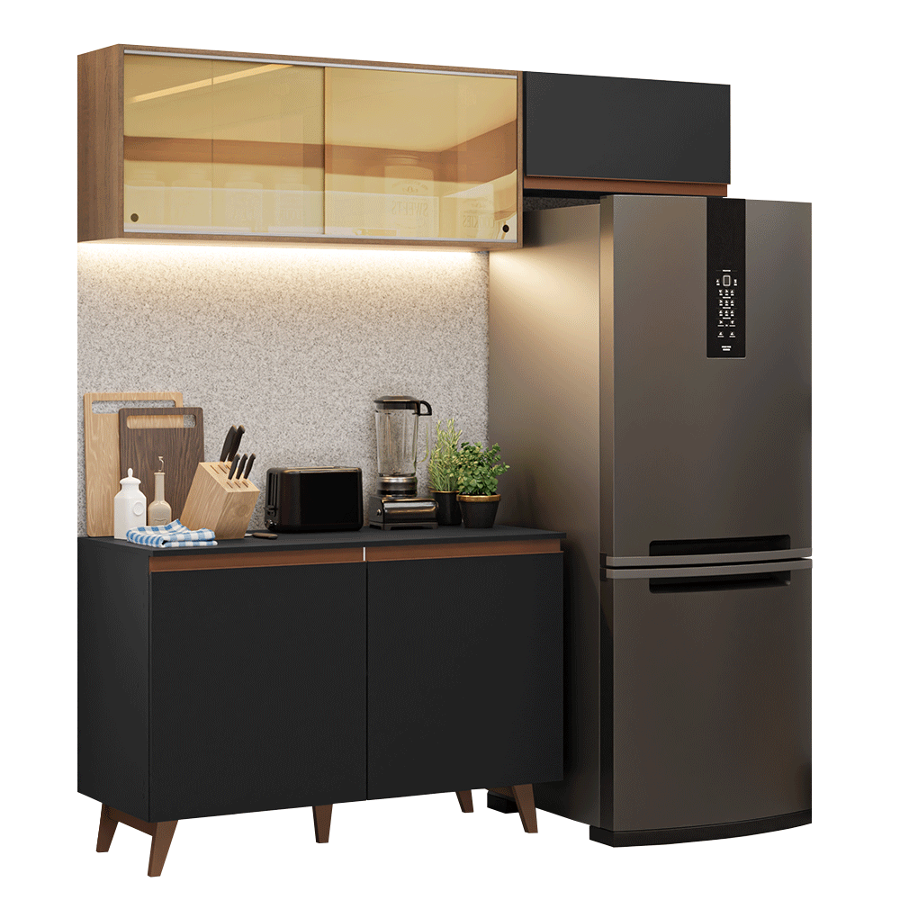 Cocina Integral Reims 1.90 m con Encimera Negro/Marrón 09