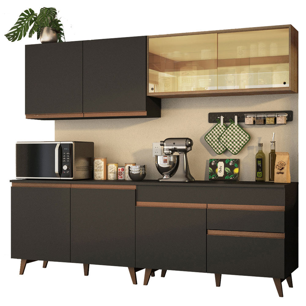 Cocina Integral Reims 2.40 m con Encimera Negro/Marrón 01
