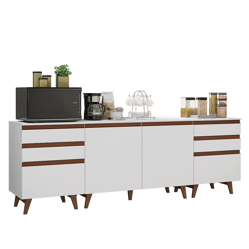 Kit 3 Muebles de Cocina Bajos Reims 2.40 m con Encimera