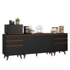 Kit 3 Muebles de Cocina Bajos Reims 2.40 m con Encimera Negro