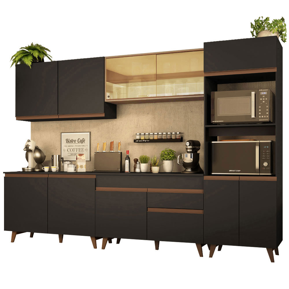 Cocina Integral Reims 3.10 m con Encimera Negro/Marrón 01