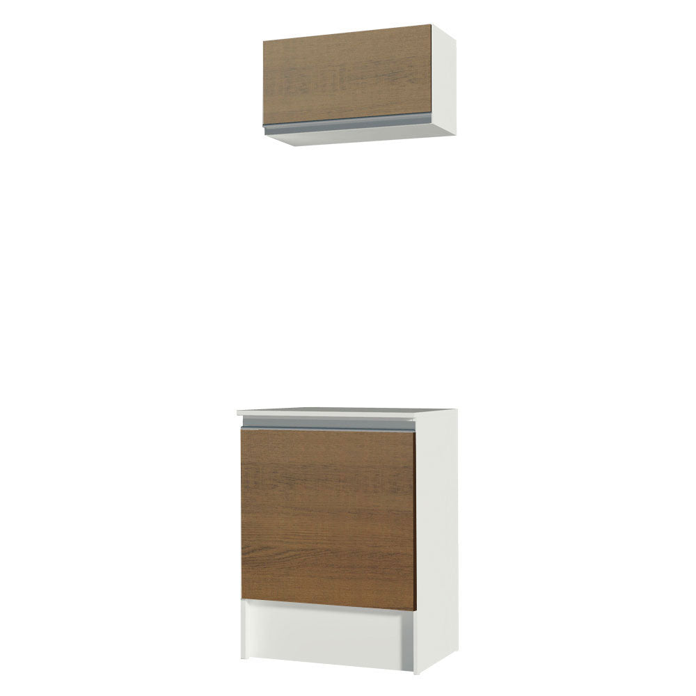 Kit Mueble de Cocina Superior y Mueble Bajo Topazio 60 cm Blanco/Marrón Madesa