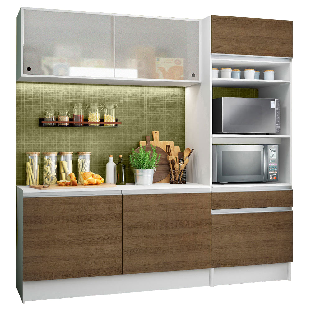 Cocina Integral Topazio Pop 1.80 m con Encimera Blanco/Marrón