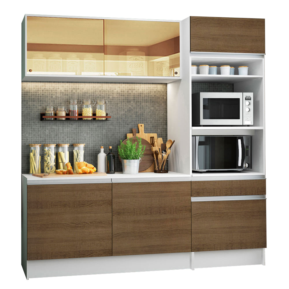Cocina Integral Diamante Pop 1.80 m con Encimera Blanco/Marrón