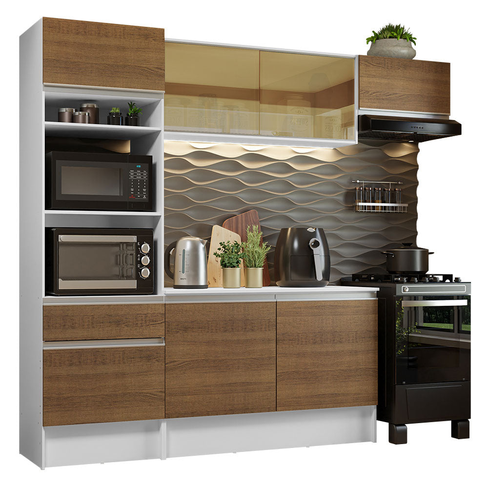 Cocina Integral Diamante 2.40 m con Encimera Blanco/Marrón 02
