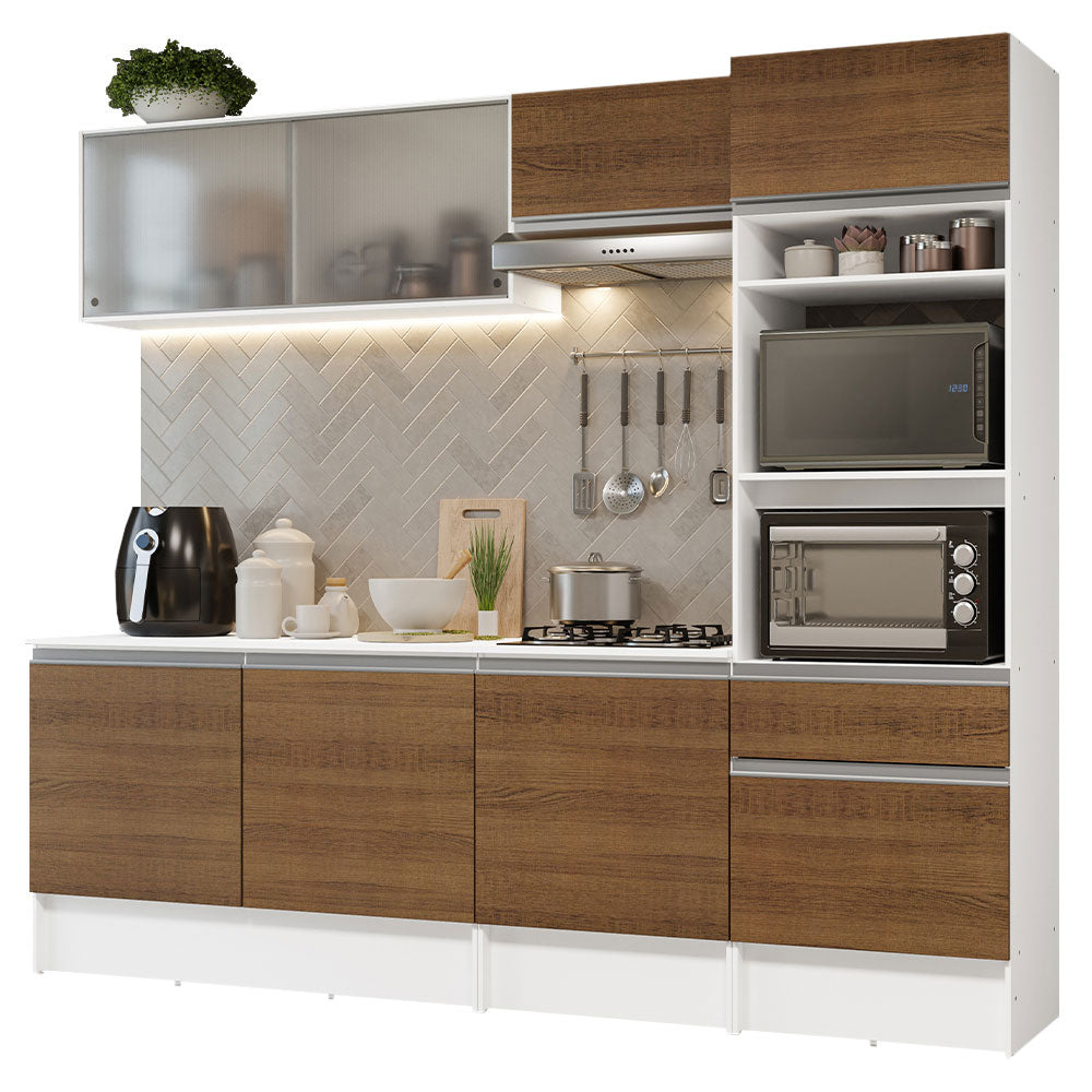 Cocina Integral Topazio 2.40 m con Encimera Blanco/Marrón 05