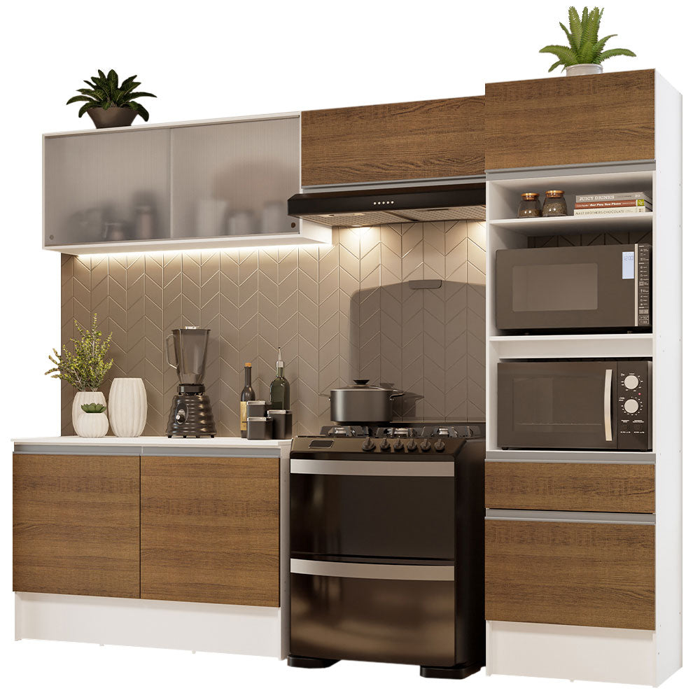 Cocina Integral Topazio 2.60 m con Encimera Blanco/Marrón
