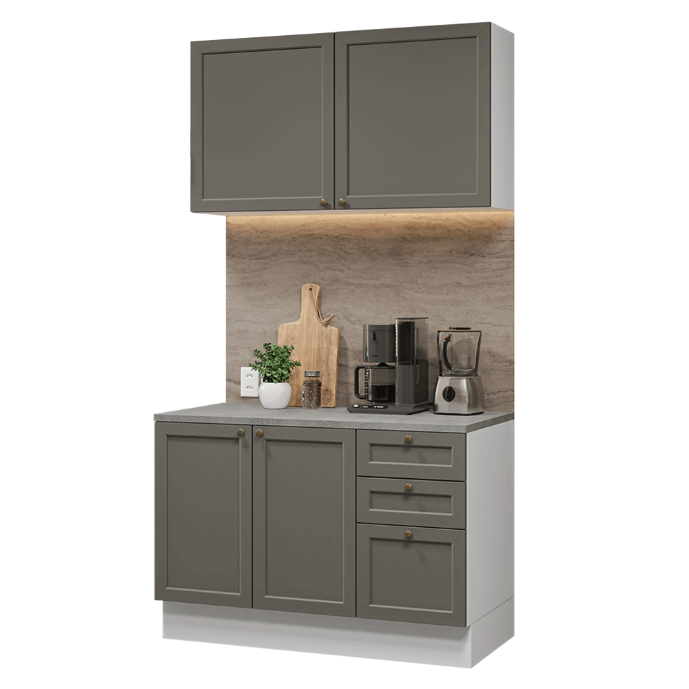Cocina Integral Vik 1.20 Metros con Encimera Blanco/Gris 01