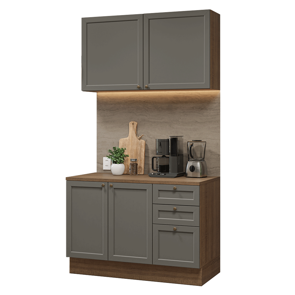 Cocina Integral Vik 1.20 Metros con Encimera Marrón/Gris 01