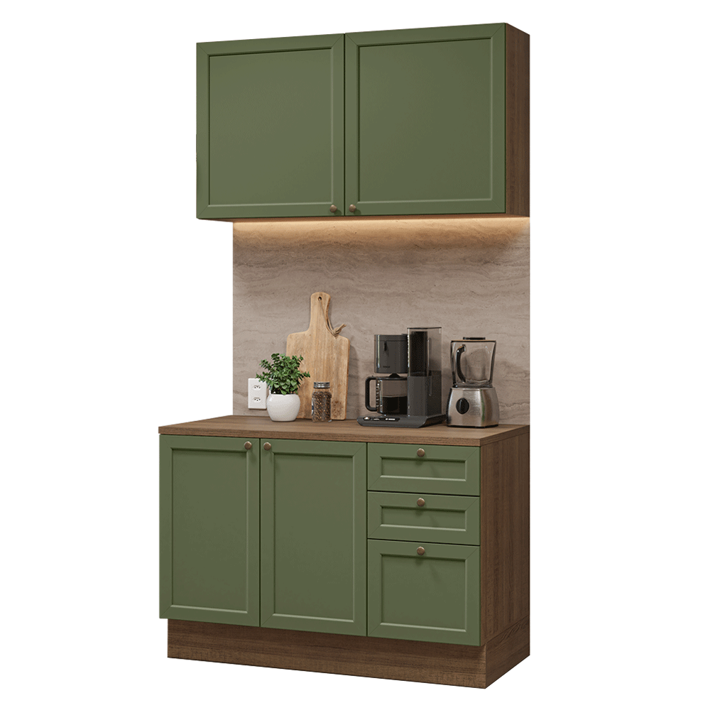 Cocina Integral Vik 1.20 Metros con Encimera Marrón/Verde 01