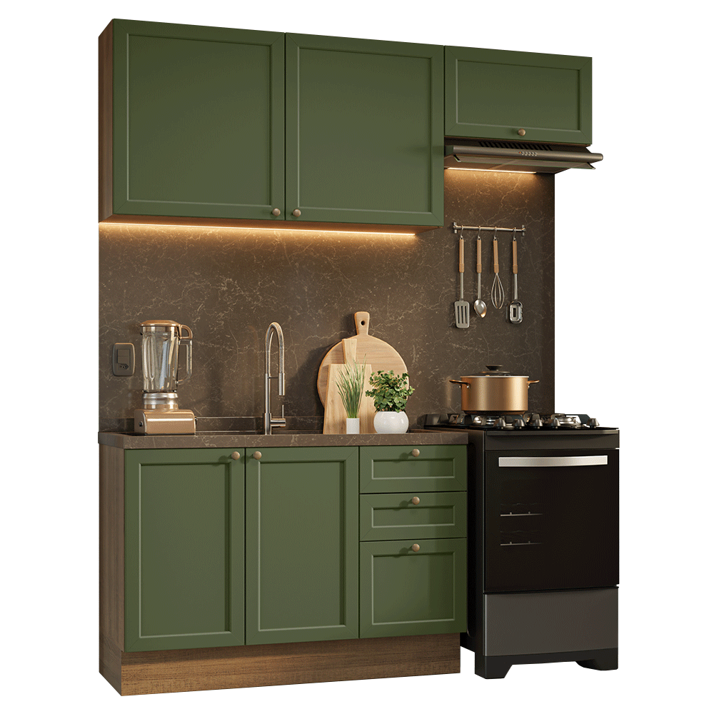 Cocina Integral Vik 1.80 Metros Marrón/Verde 02