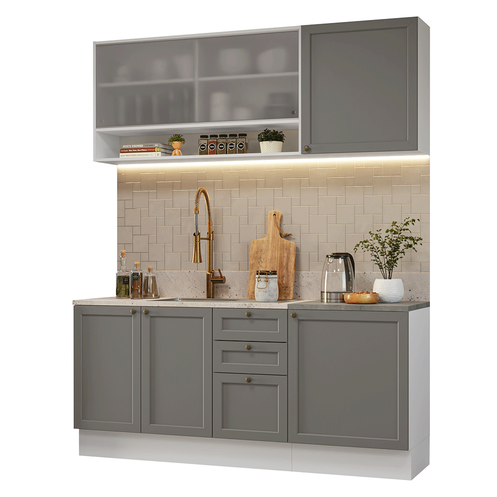 Cocina Integral Vik 1.80 Metros Blanco/Gris 03