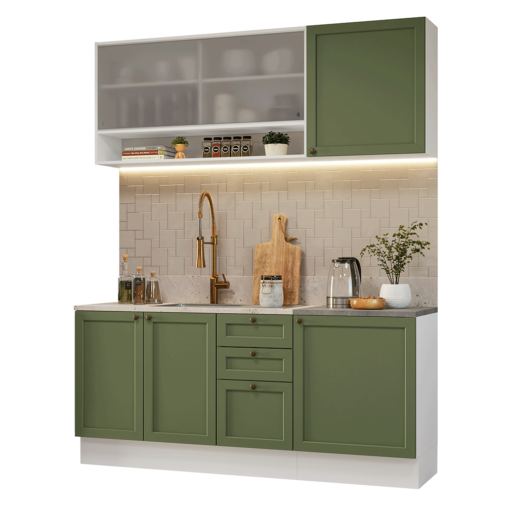 Cocina Integral Vik 1.80 Metros Blanco/Verde 03