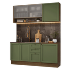 Cocina Integral Vik 1.80 Metros Marrón/Verde 03