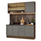 Cocina Integral Vik 1.80 Metros Marrón/Gris 04