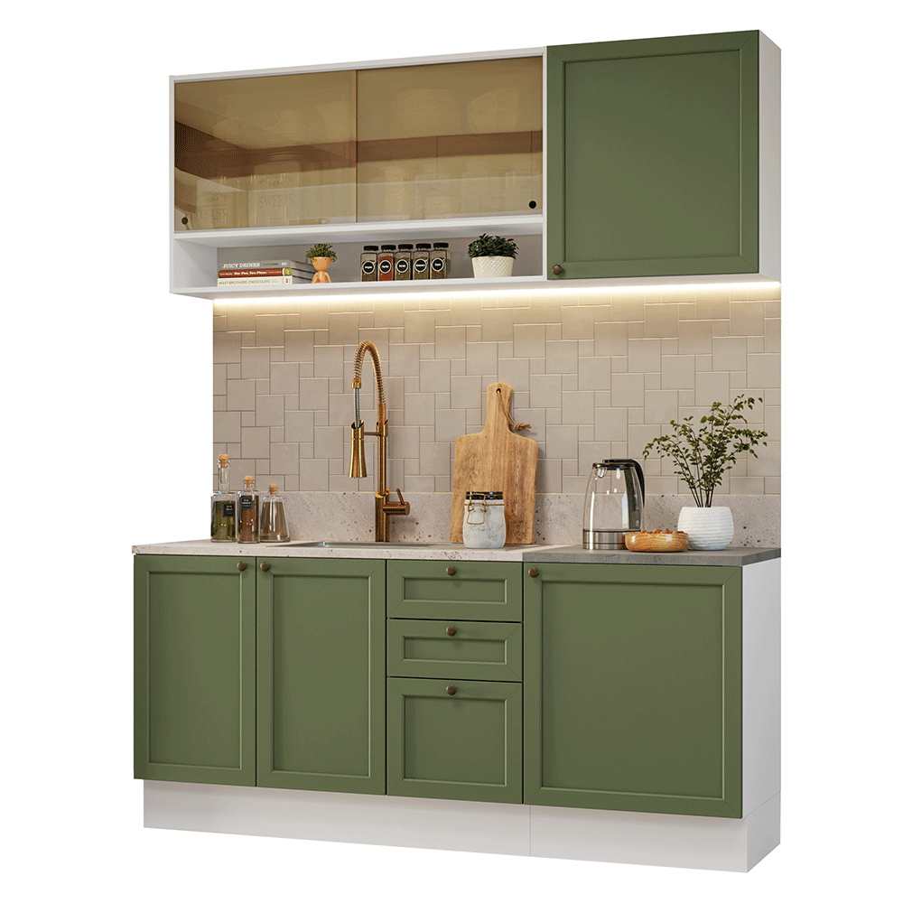 Cocina Integral Vik 1.80 Metros Blanco/Verde 04