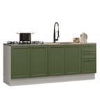 Kit 2 Muebles de Cocina Bajo Vik 2.00 m Blanco/Verde 01