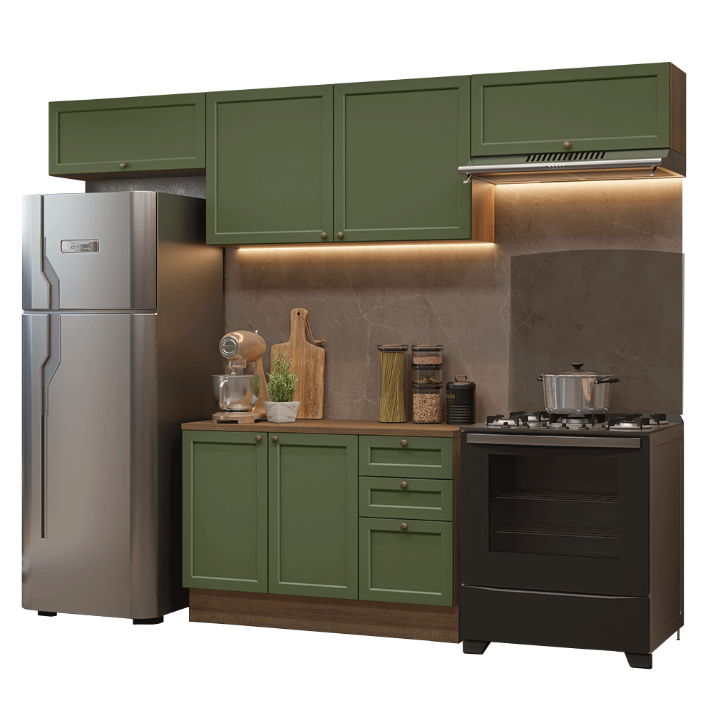 Cocina Integral Vik 2.80 m con Encimera Marrón/Verde 01