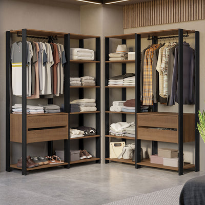 Clóset Modulado Abierto Valencia 258 cm 4 Cajones 14 Niveles Marrón/Negro 04 Madesa