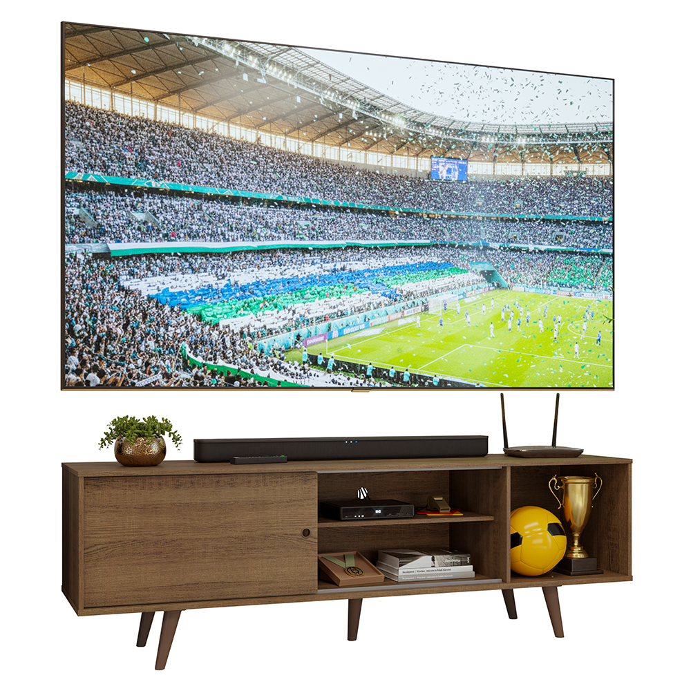 Centro de Entretenimiento Mesa para TV Torino Hasta 80 Pulgadas Marrón (Patas Marrón)